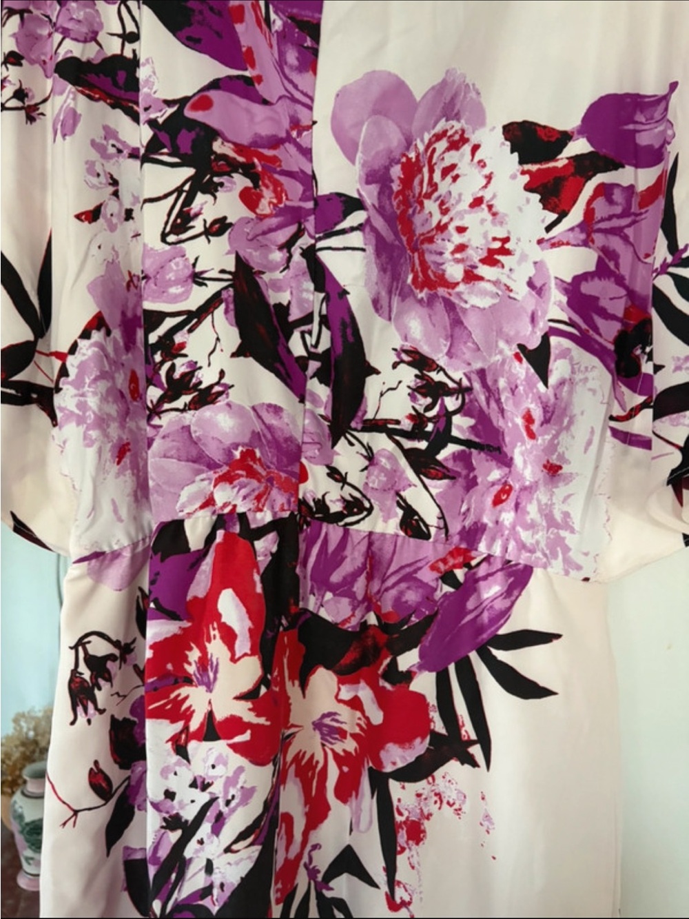 Floral Print Women's Dress in Purple & Red
